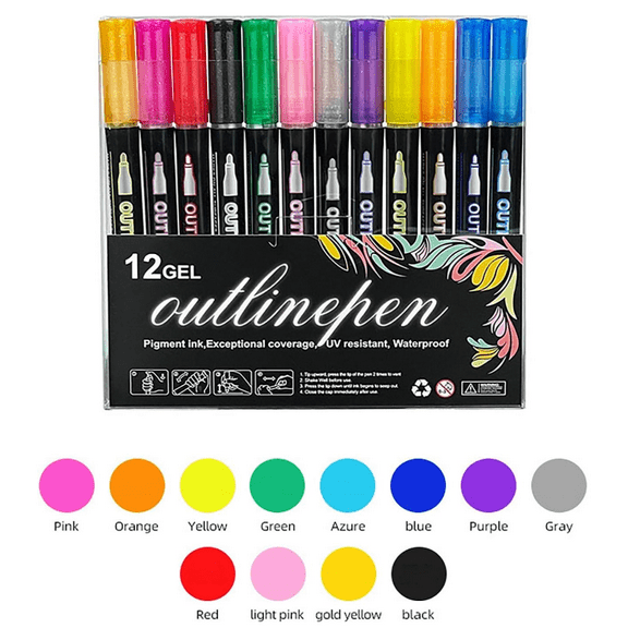 Outline Pens Metallic, Coloring Lightstick Graffiti Pen