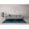thumbnail image 3 of Ahgly Company Indoor Round Oriental Turquoise Blue Modern Area Rugs, 6' Round, 3 of 4
