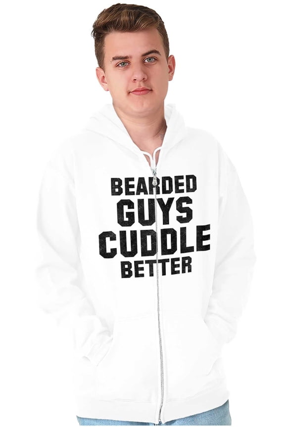 Bearded Guys Cuddle Better Flirting Zip Hoodie Sweatshirt Men Brisco Brands S