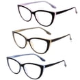 thumbnail image 1 of Gafas de lectura CRGATV con bloqueo de luz azul ojo de gato, paquete de 3, 1 of 7