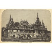 24x36 Gallery Poster, view of buddhist temple of siam 1881