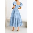 thumbnail image 4 of Vestido PRETTYGARDEN para mujer con mangas abullonadas midi azul claro talla XL, 4 of 8