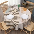 thumbnail image 3 of Brown Boho Geometric and Plant Pattern Round Tablecloth 60"x60",Wrinkle Wipeable Table Cloth for Kitchen Dining Room Picnic Patio Party, 3 of 6