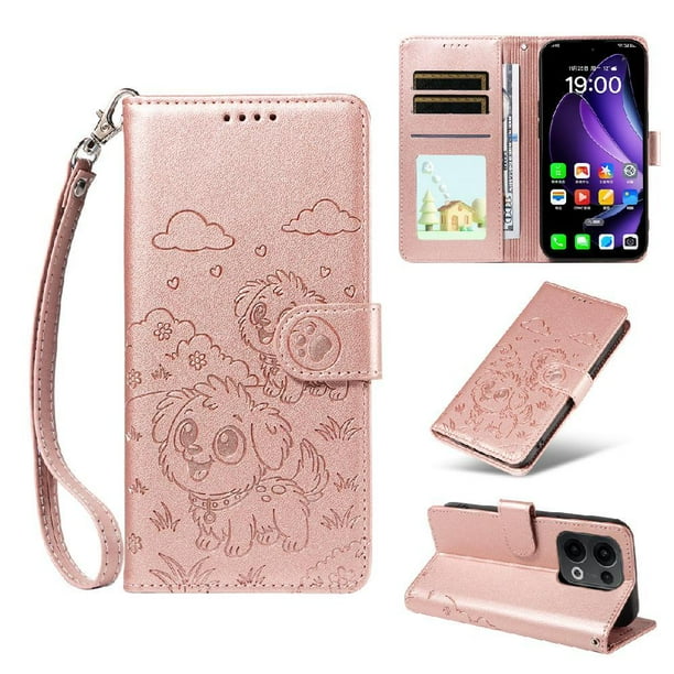 Funda Cartera GANGXUN con Diseño de Perrito en Relieve para OPPO Reno 13 5G , Protección 360° con Ranuras y Correa Desmontable