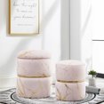 thumbnail image 6 of Furniliving  Pink Velvet Round Storage Ottoman with Storage Footstool Ottomans Vanity Stool , Pack of 2, 6 of 10