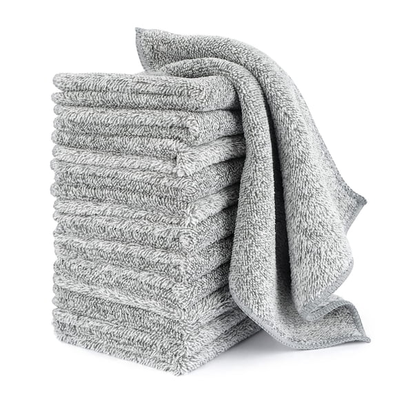 Premium Dish Cloth, Kitchen Cloth Dish Towels (12 Pack) – Super Absorbent Microfiber Cleaning Cloth, Non-stick Oil, Washable, Quick Dry Dish Cloth (Grey)