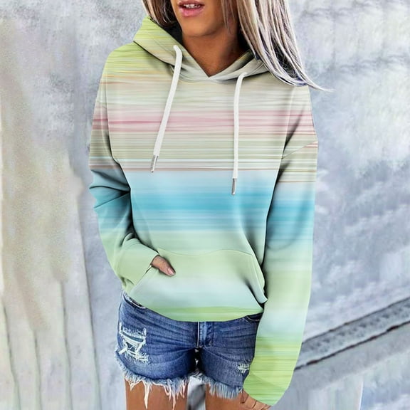Odbmxy Hoodie Women Fall Tie-Dye Long Sleeve Ladies Sweatshirts Casual Loose Everyday Lightweight Pullover Tops