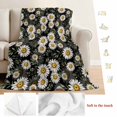 thumbnail image 5 of White Daisies Blanket Soft Cozy Warm Twin Blanket for Bed, Plush Fuzzy Flannel Fleece Blankets for Sofa, Black Botanical Floral Flowers Leaves Throw Blankets for Couch, Gifts for Men, 60"x80", 5 of 9
