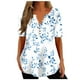 thumbnail image 2 of ICHUANYI Clearance Women's Fashion V-neck Print Casual Loose Short Sleeve Top Short Sleeve V-neck Top/Shirt(Sky Blue, M) ICHUANYI WER2023080712118, 2 of 5