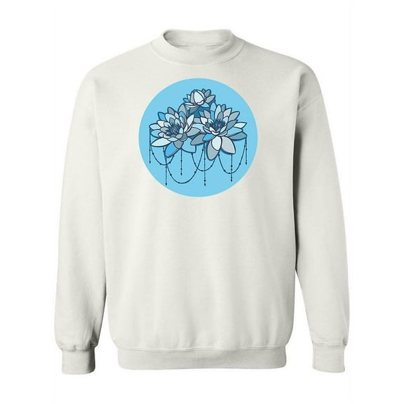 Blue Lily Flowers Deisgn Sweatshirt Women -Image by Shutterstock, Female XX-Large
