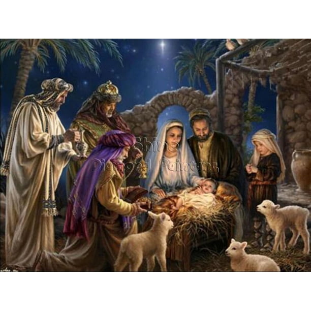 Pintura de diamantes 5D DIY, bordado religioso de Jesús, arte de Navidad, conjunto de mosaico redondo y cuadrado completo, punto de cruz, decoración del hogar, regalo