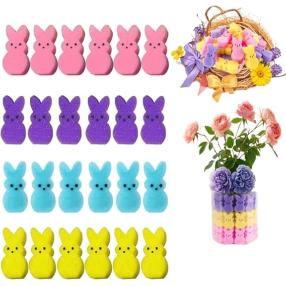 Sponge Peeps,Sponge Easter Peeps,Easter Peep Sponge,Easter Vase Filler,Peeps Decor,Multicolor Easter Little Bunnies Peep Sponges Decor,Easter Rabbit Spring Home Decoration(Excluding Flowers)