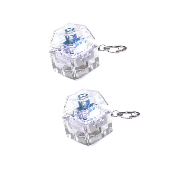 2Pcs Clear LED Keyboard Toy with Keychains for Office Commute Stress Relief