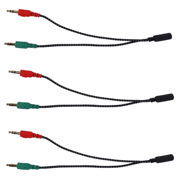 3X Headphone Splitter for Computer, Earphone Adapter for PC Audio & Mic, 3.5mm Female to .5mm Male