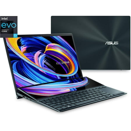 ASUS ZenBook Duo 14" FHD Touchscreen Laptop, Intel Core i7-1165G7, 8GB RAM, 512GB SSD, Windows 10 Home, Celestial Blue, UX482EA-DS71T