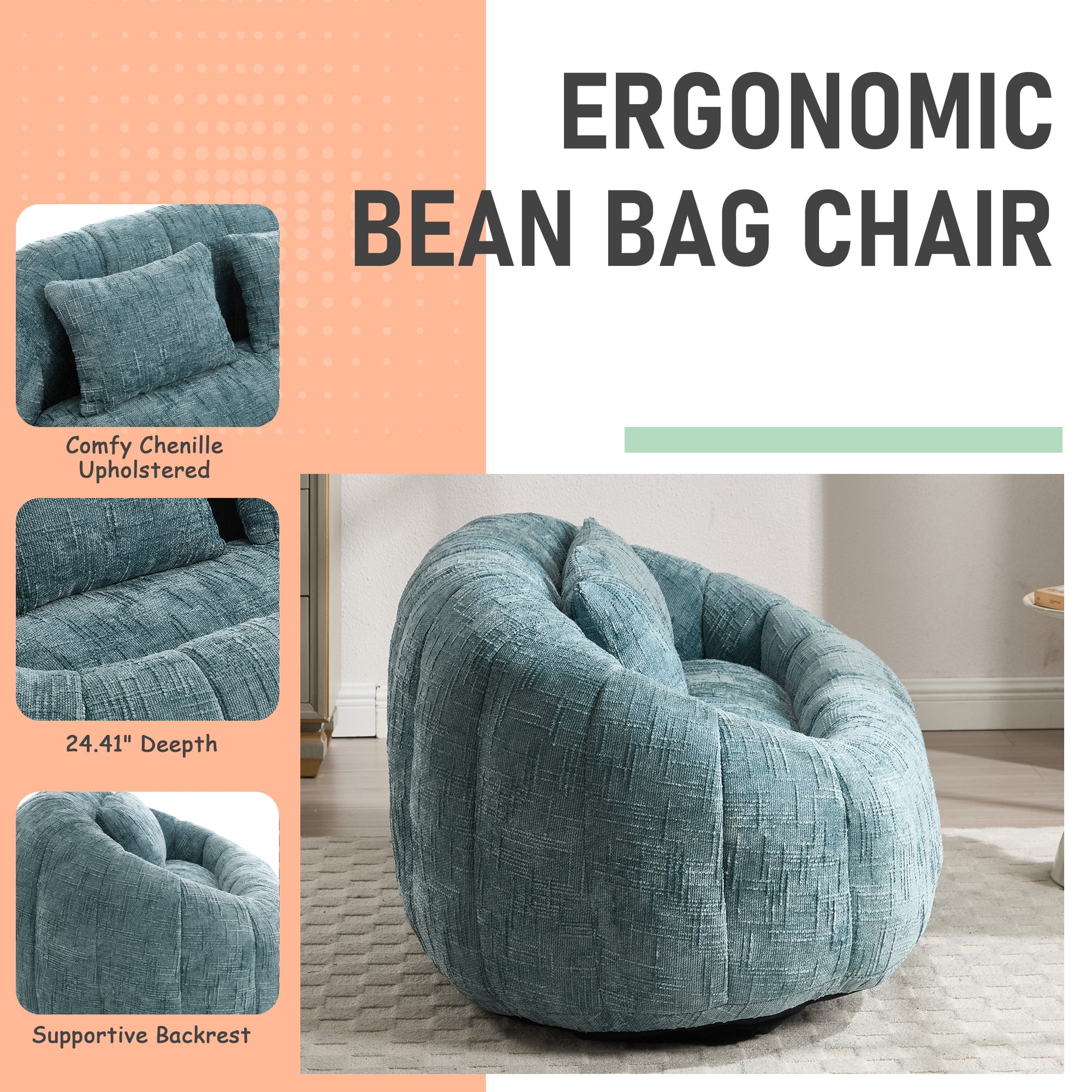 MOONMISS Chenille Loveseat Size Durable Chenille Fabric High Back Loveseat-Teal