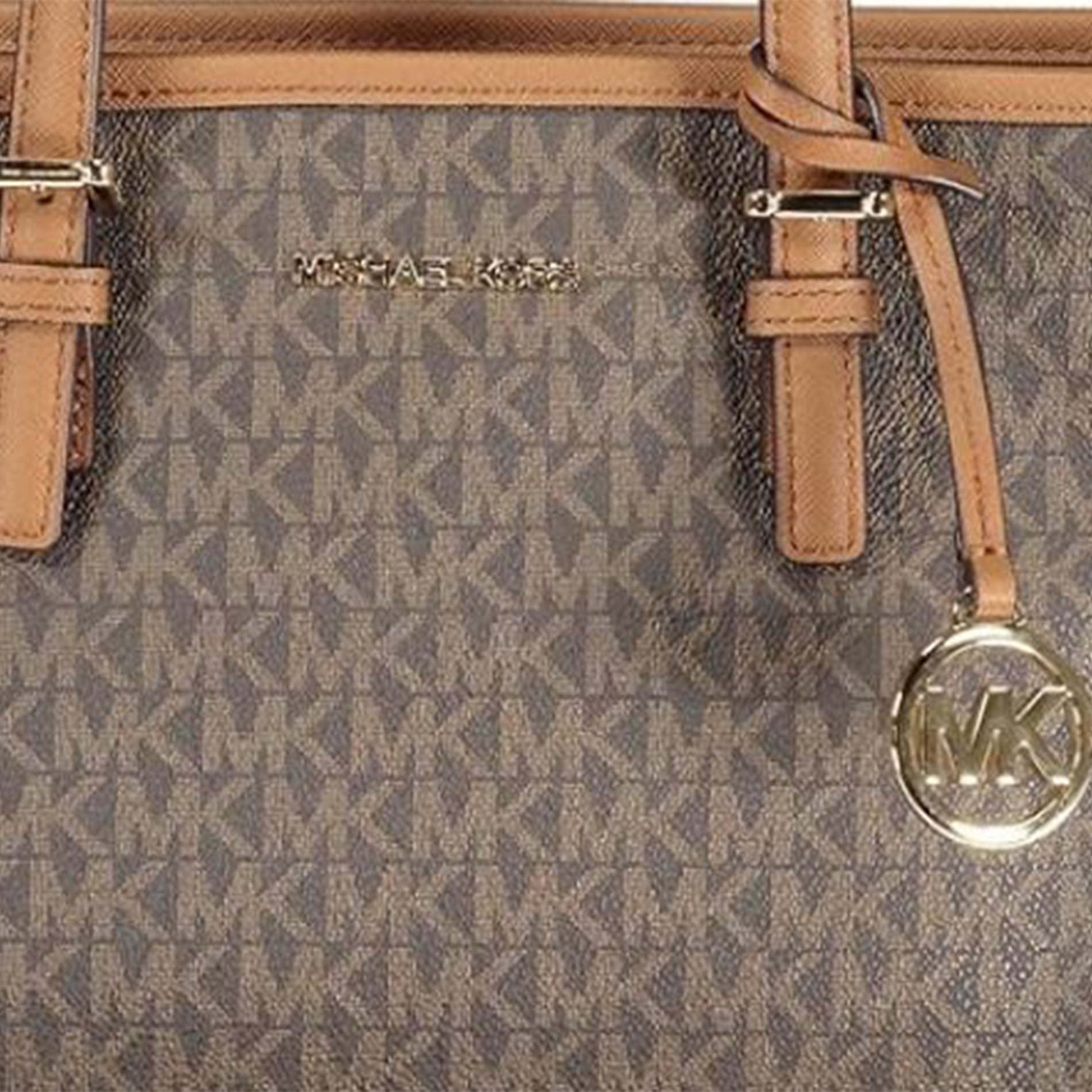 Michael Kors Women's Logo Print Canvas Tote Bag, Top Zip
