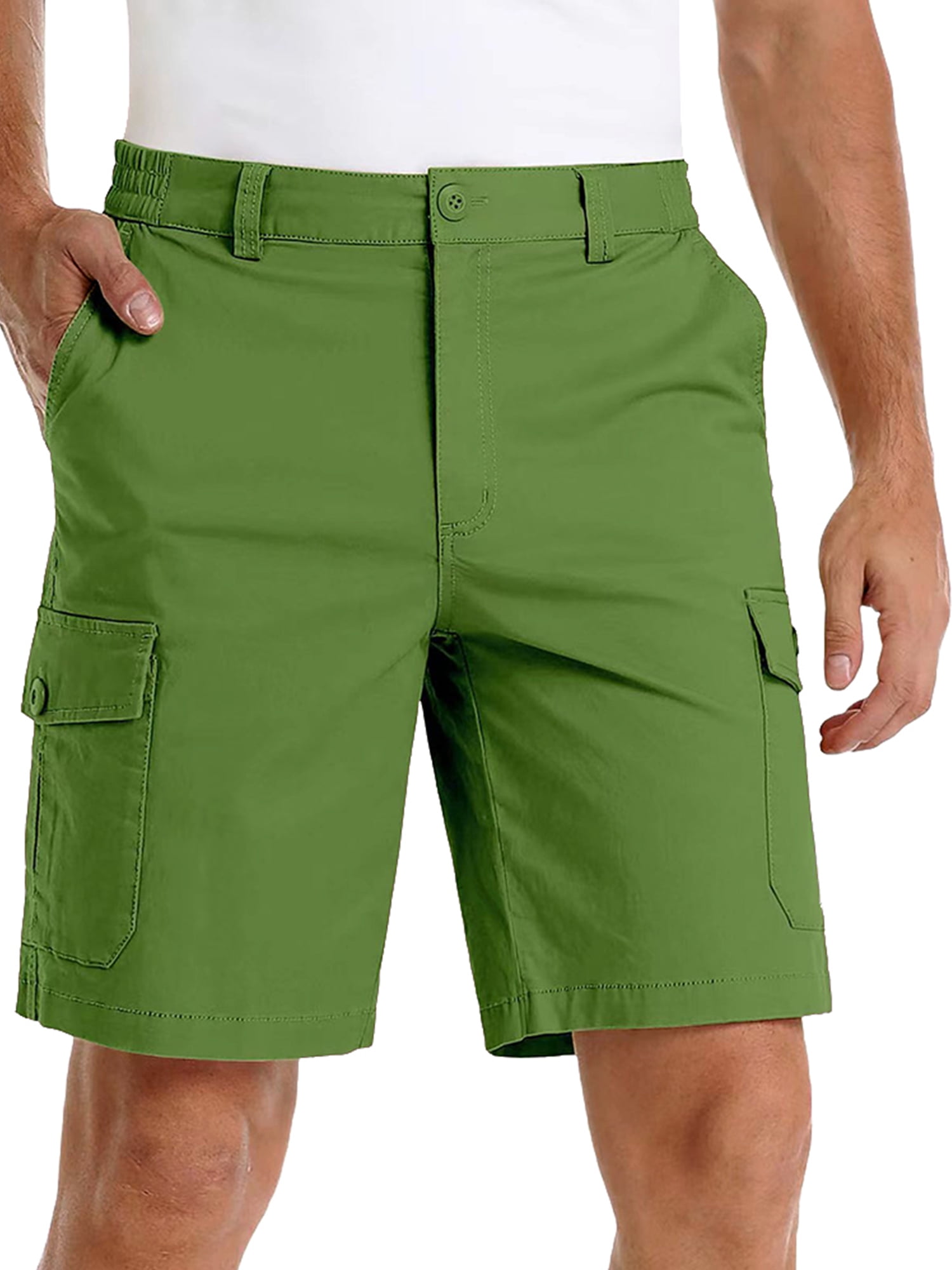 Keeccty Men Tailored Fit Zipper Fly Knee Length Cargo Shorts