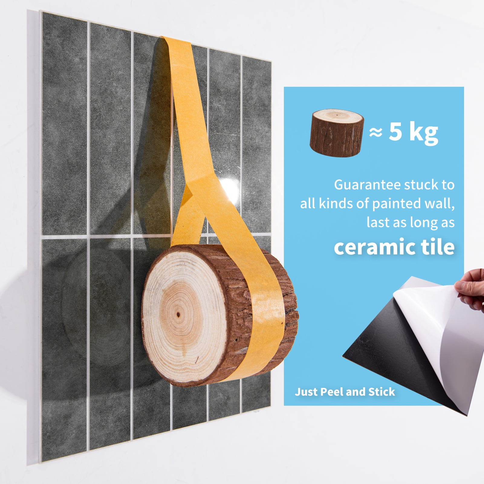 Art3dwallpanel 11.4''x9.1'' Faux Marble Peel & Stick Backsplash for Kitchen,Wall,Ash Gray,7.2sq.ft.(10-Pack)