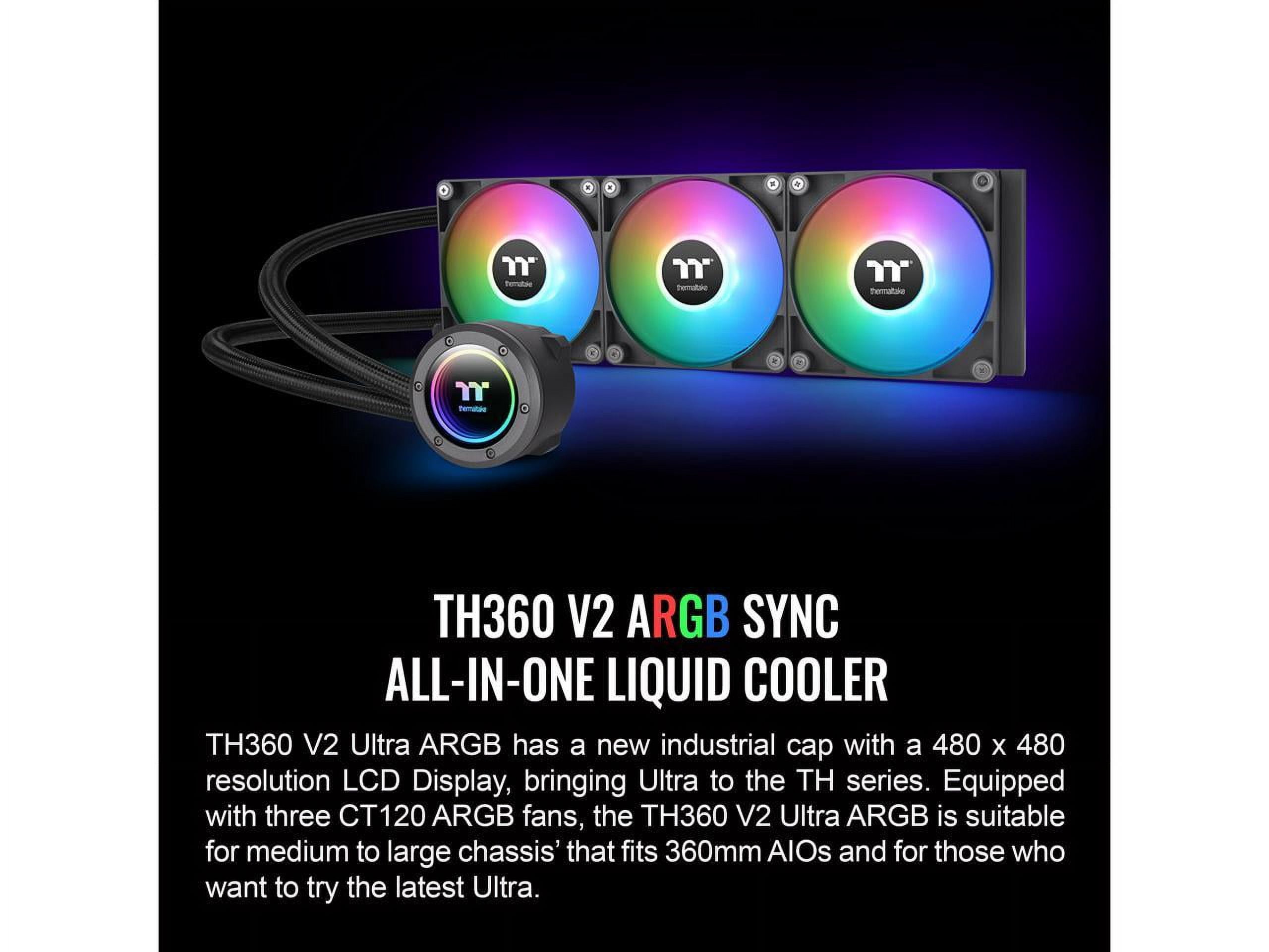 Thermaltake TH360 ARGB Sync V2 CPU Liquid Cooler/AlO Liquid Cooling /Fan 120mm*3/PWM 500~2000 RPM/Mirror Waterblock/MB ARGB Sync Control, CL-W362-PL12SW-A