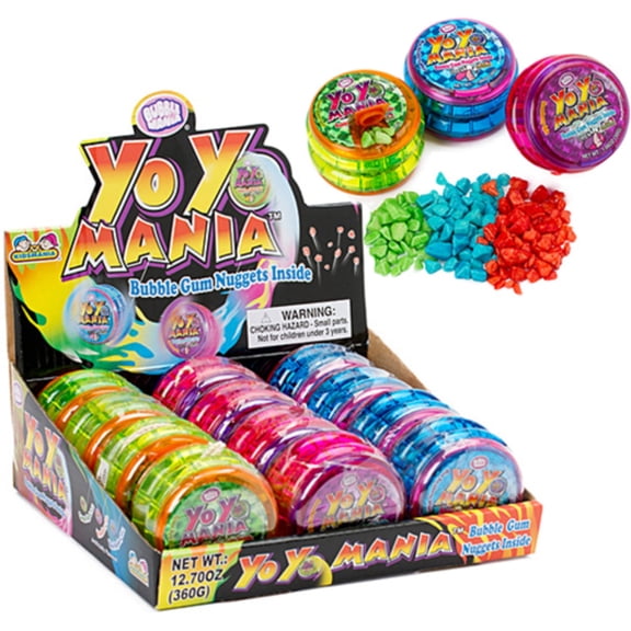 Bubble Mania Yo Yo Mania with Bubble Gum Nuggets Inside (Pack of 12 Yo-Yo)
