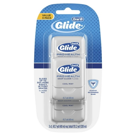 Oral-B Glide Pro-Health Deep Clean Dental Floss, Cool Mint, 40 m, Pack of 3