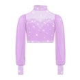 thumbnail image 3 of LiiYii Kids Girls Sparkly Rhinestone Long Sleeve Lyrical Jazz Ballet Dance Crop Tank Tops Figure Lavender 16, 3 of 5