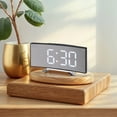 thumbnail image 2 of REGALWOVEN LED Mirror Alarm Clock for Bedroom, Alarm Clocks with Big Numbers Display, Temperature, Snooze for Deep Sleepers White, 2 of 6