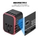 thumbnail image 5 of Adaptador de viaje universal Enchufe 4 puertos USB Convertidor de enchufes tipo C para EE. UU. / AU / Reino Unido / UE (rojo), 5 of 5