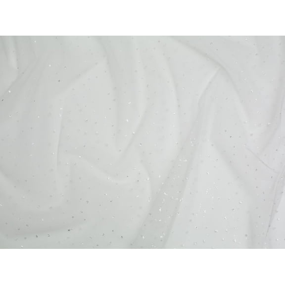 Minerva Alex Glitter Tulle Net Fabric Ivory - per yard
