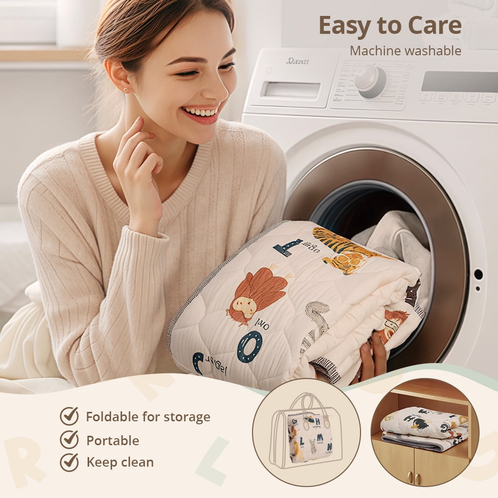 Baby Play Mat, Caveen Thicken Soft Cotton Baby Playmats, Foldable Anti-Slip Floor Crawling Playmat Playpen Mat for Infants and Toddlers, 71"x79", Beige
