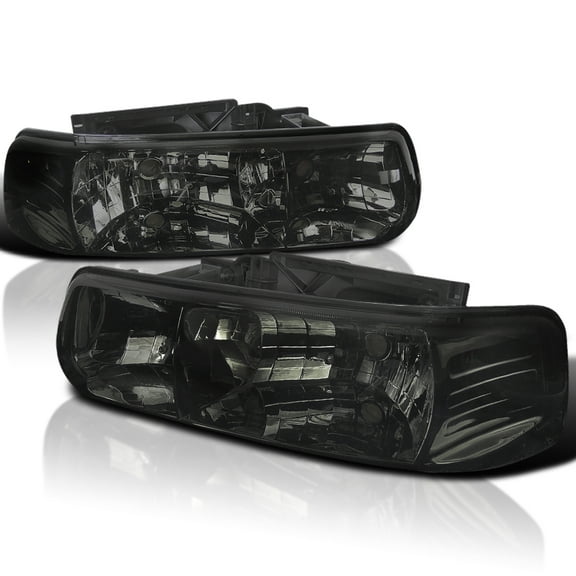 Spec-D Tuning Chrome Housing Smoke Lens Headlights Compatible with 1999-2002 Chevy Silverado, 2000-2006 Tahoe Suburban, L R Pair Head Light Lamp Assembly