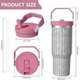 thumbnail image 4 of 30oz Handheld Travel Tumbler with Handle – Double Wall Stainless Steel Insulated Cup, Flip Straw Lid, Leak-Proof & BPA-Free for Hot and Cold Drinks – Durable Coffee & Juice Mug Pink, 4 of 7