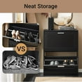 thumbnail image 4 of Small Shoe Storage Cabinet Black, Slim Shoe Rack Entryway, Narrow Shoe Organizer 2 Flip-Drawers for Front Door Entrance Hallway,, 4 of 9