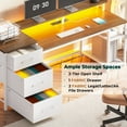 thumbnail image 5 of 59" Computer Desk with Drawers, Reversible Office Desk with Power Outlet & File Drawers, Gaming Desk with LED Lights, Writing Desk for Bedroom, White & Brown, 5 of 5