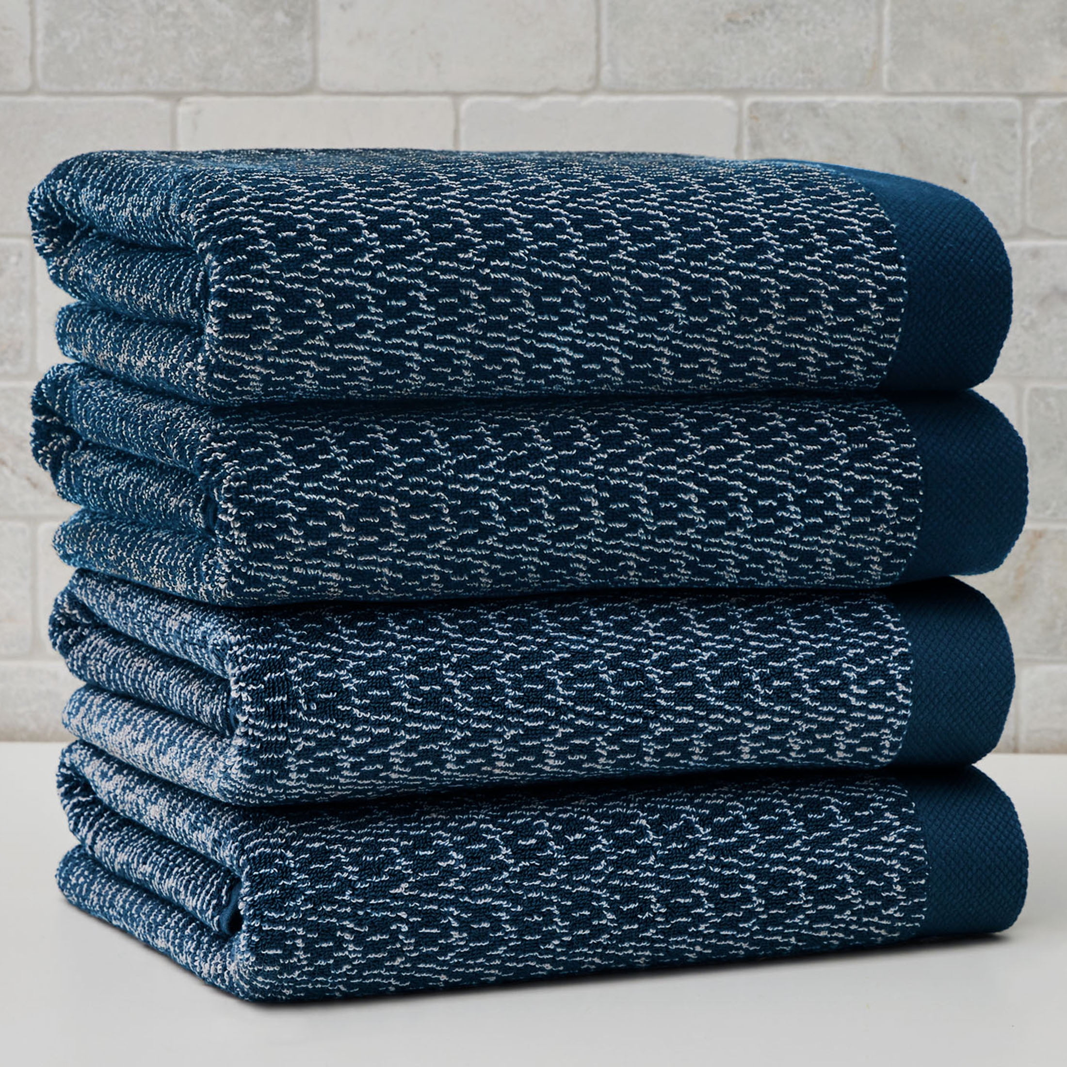 Better Homes & Gardens Signature Soft Cotton Melange 6 Piece Bath Towel Set,Blue Admiral