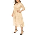 thumbnail image 2 of Eternatastic Womens Scooped Neckline Floral lace Top Plus Size Cocktail Party Midi Dress 5XL Beige, 2 of 6