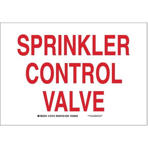 Brady Sprinkler Control Valve Sign