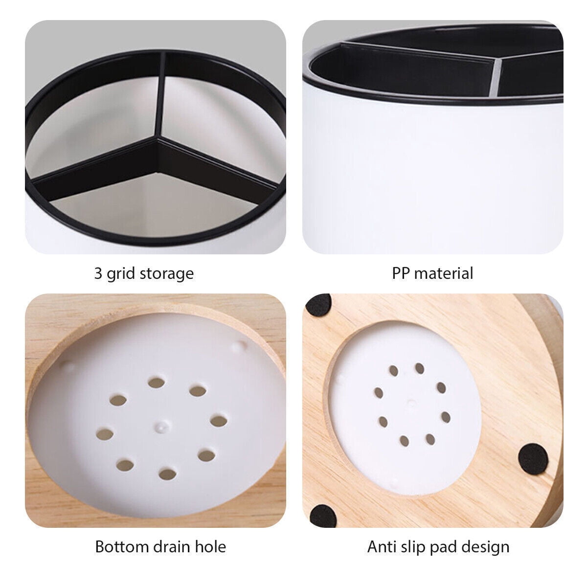 WEISIPU Kitchen Utensil Holder for Countertop, Cooking Utensil Organizer Storage Caddy for Cutlery, Draining Tableware Spoon Forks Chopstick Storage Box