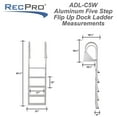 thumbnail image 6 of RecPro 5 Step Aluminum Marine Grade Dock Attachment Flip Up Ladder, Silver, 6 of 11