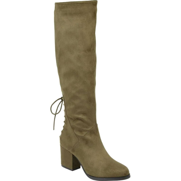 Women's Journee Collection Leeda Knee High Boot Olive Faux Suede 7 M