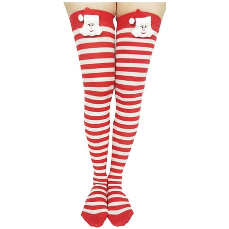 

BELLZELY Compression Socks for Women Clearance Women Christmas Long Tube Knee Socks Striped Garter Cute Accessories Christmas Party