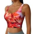 thumbnail image 2 of Vsdgher Autumn Maple Leaves Print Women Sleeveless Athletic Tank Top Built-in Bra Camisole Sports Vest for Yoga Running Fitness Exercise with Removable Pads, 2 of 8