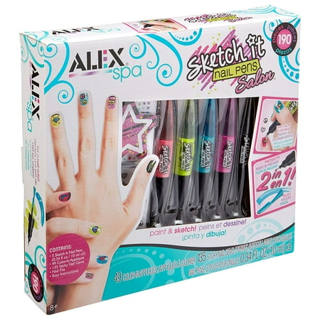 - ALEX Spa Sketch It Nail Pens Salon, 190 piece kit to show off your custom nail design skills By ALEX Toys,USA