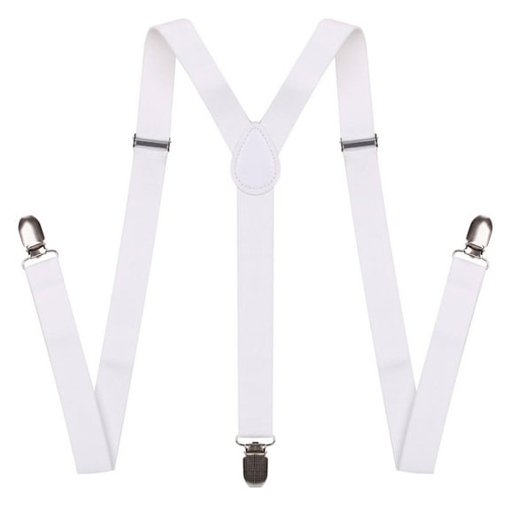 TELOLY Mens Suspenders,Lightweight Suspenders for Men,Breathable Suspenders for Men Heavy Duty,White
