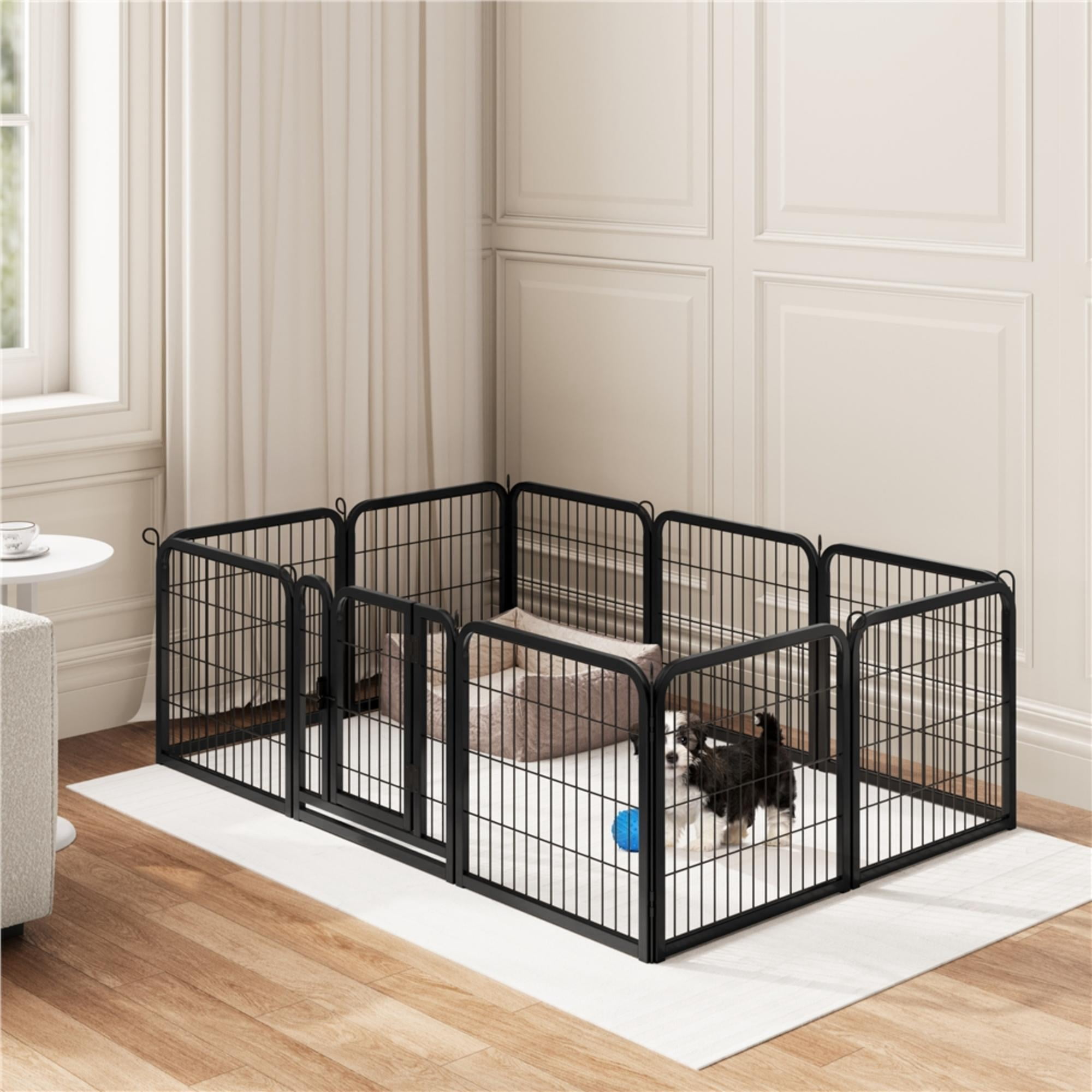 Alden Design 24″ Tall 4-Panel Metal Dog Playpen with Door, Black