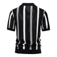 thumbnail image 6 of YLSDY Men's Vertical Striped Knit Golf Shirt V-Neck Casual Short Sleeve Summer Top Black M, 6 of 6