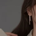 thumbnail image 2 of Sterling Silver Crystal Rhinestone Linear Drop Earrings for Women Teens CZ Long Dangle Earrings Tassel Chain Studs, 2 of 12