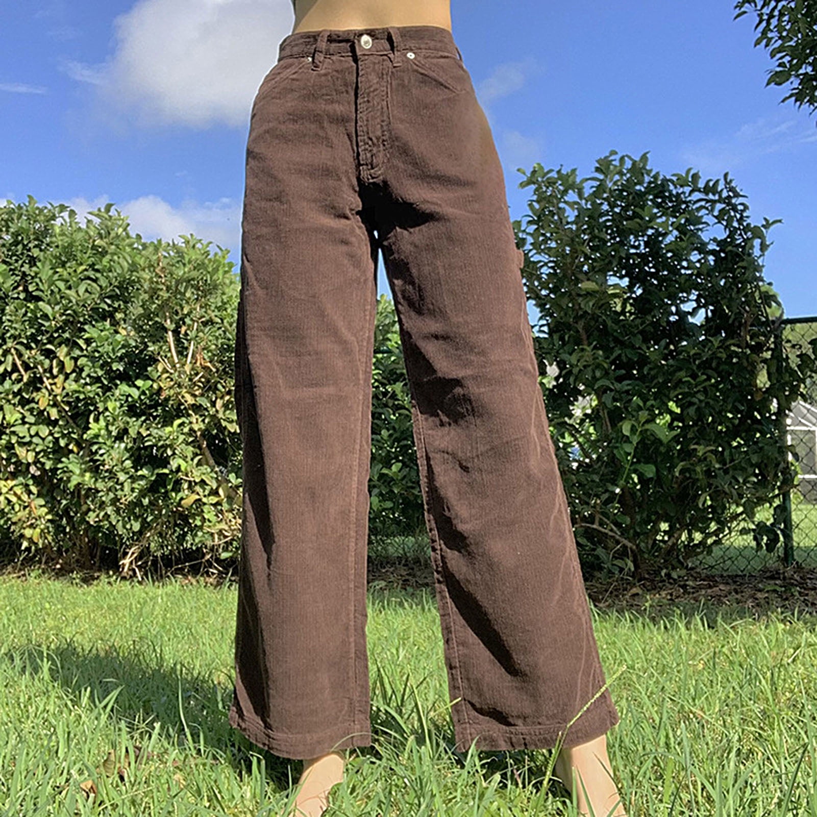 Taluosi Casual Women High Waist Button 