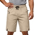 thumbnail image 2 of Bermuda Shorts for Men Summer Casual Lightweight Elastic Waist Straight Leg Loose Athletic Shorts with Zipper Pockets, 2 of 4
